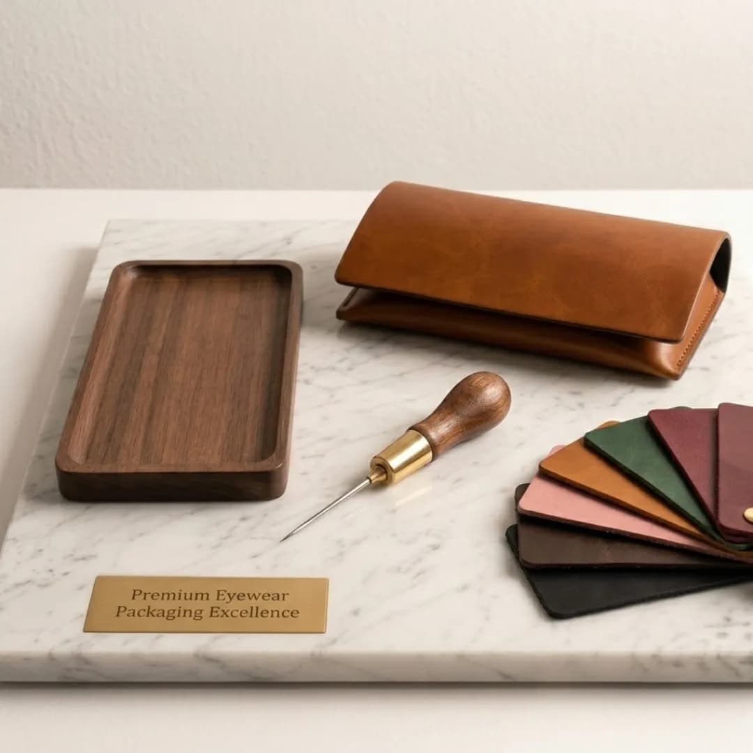 Professional designer working on a custom eyewear case prototype using 3D modeling software