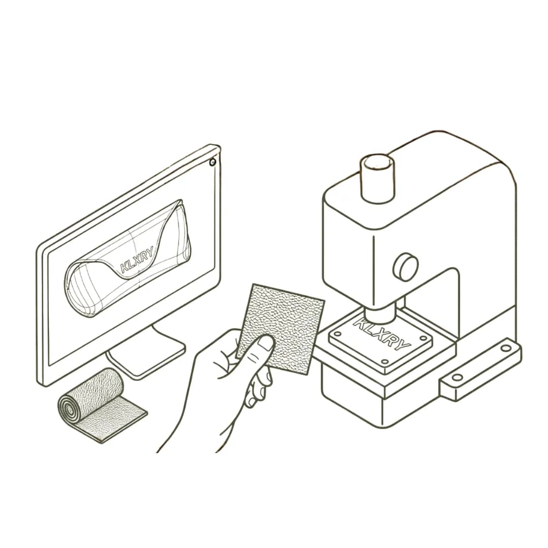 Custom eyewear case material selection and color options